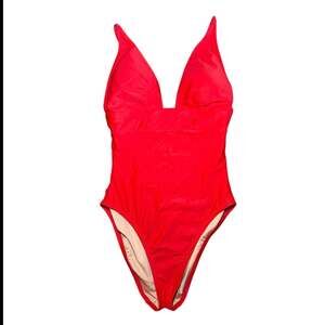 J.Crew Reimagined Plunge V-Neck One-Piece Swimsuit Red Size 4